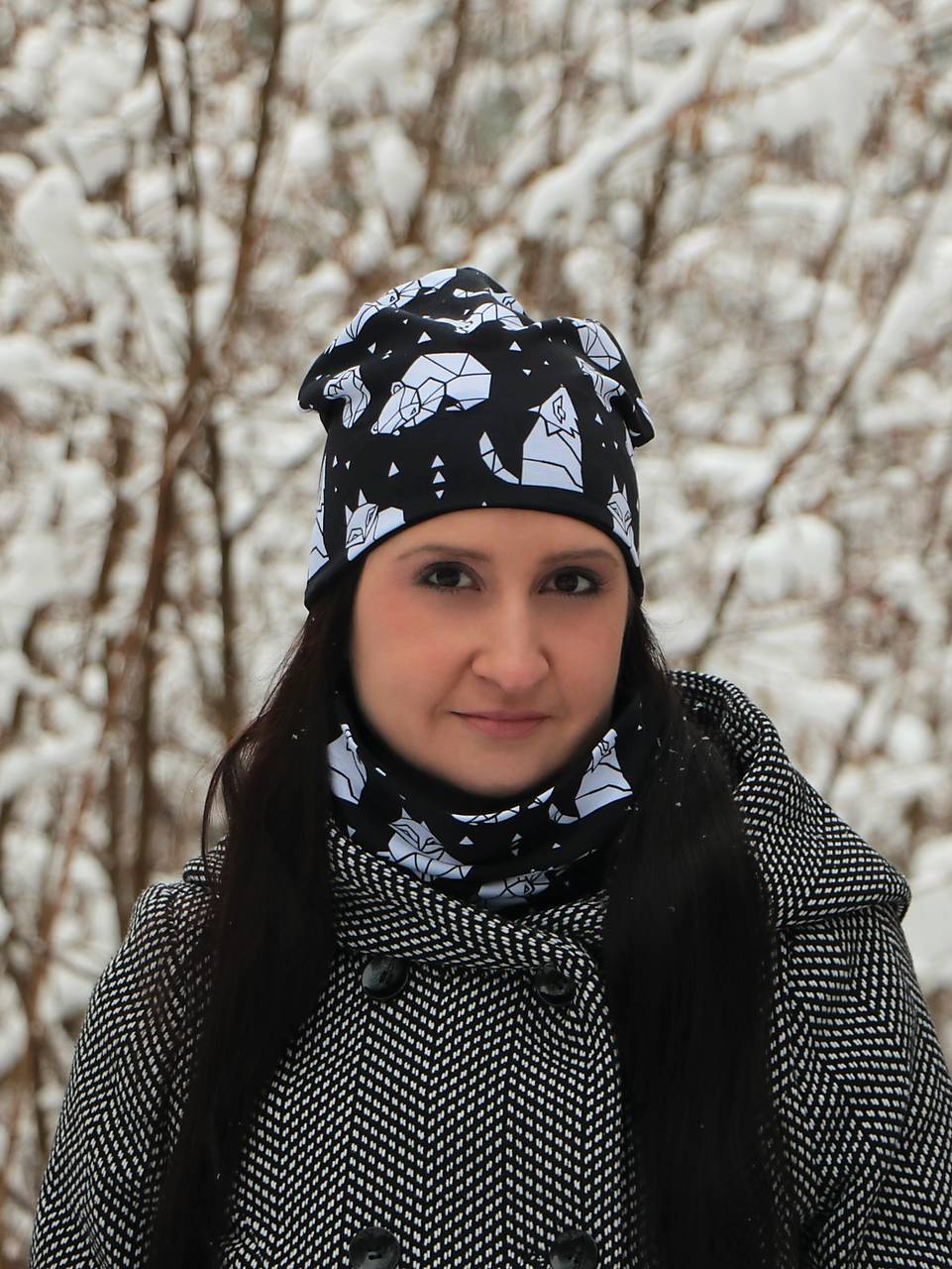 Geometrické zvieratá čiapka, nákrčník alebo set