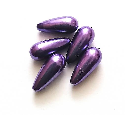 Korálky - Plastové voskované kvapky 17x7 mm - 5 ks (9 - fialová) - 15302862_
