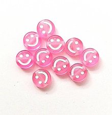 Korálky - Plastové korálky "smajlík" - 10 ks (ružová svetlá) - 15302915_