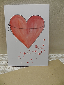 Papiernictvo - Pohľadnica Akvarelové srdce - 15302305_