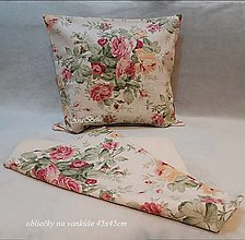 Úžitkový textil - Ružové kvetinové obliečky na vankúše (štóla 35x141cm) - 15299186_