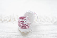 Detské topánky - Háčkované papučky zo 100% bavlny - tenisky ružové - 15299754_