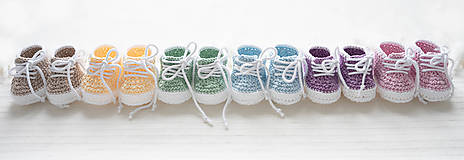 Detské topánky - Háčkované papučky zo 100% bavlny - tenisky modré - 15299797_