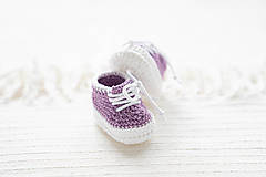 Háčkované papučky zo 100% bavlny - tenisky fialové