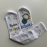 Ponožky, pančuchy, obuv - Maľované ponožky s nápisom: “Budem MAMA” (aj s menom bábätka) - 15300726_