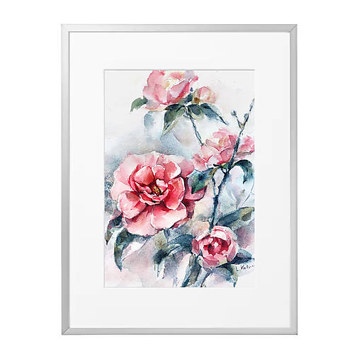 Obrazy - Originálna akvarelová maľba "Kamélia" - 15301041_