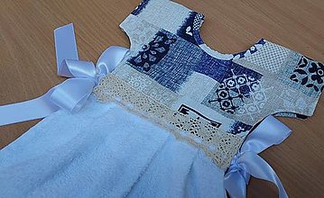 Úžitkový textil - Dekoračný uteráčik na rúru,,modrý patchwork" - 15305582_