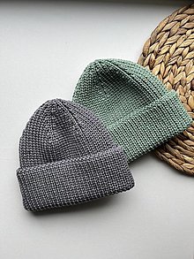 Čiapky, čelenky, klobúky - Háčkovaná čiapka zo 100% merino vlny  (Šedá) - 15305261_