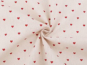 Textil - Bavlnená imitácia ľanu srdce - 15303245_