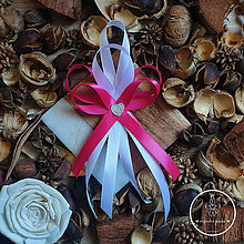 Svadobné pierka - Veľké ružové pierko s trblietavým krémovým srdcom 101054 - 15303674_