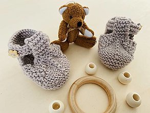 Detské topánky - Papučky pre bábätko zo 100% merino vlny (béžové) - 15304426_