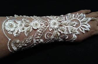Rukavice - Ivory svadobné rukavičky - 15308171_