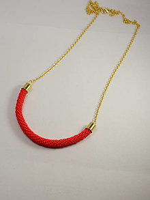 Náhrdelníky - Háčkovaný červený náhrdelník - 15309184_
