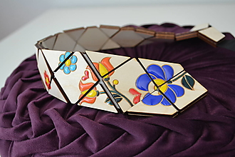 Pánske doplnky - Drevená kravata maľované kvety Dorka - 15306280_
