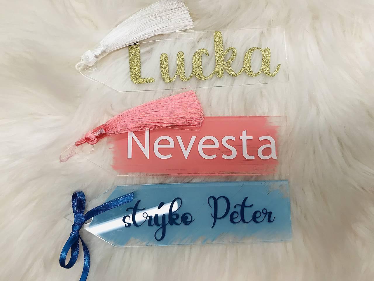Svadobné menovky - darček záložka pre svadobných hostí 