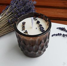 Svietidlá a sviečky - Sójová sviečka v skle - levanduľa - 15309501_