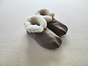Ponožky, pančuchy, obuv - Vlnienka Barefoot 100% Merino Baranček wool Slippers / Capačky  Softshell Beige - 15310398_