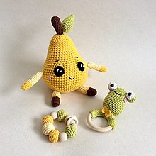 Hračky - Žlto-zelený set pre bábätká (Hračka + hrkálka + hryzadlo) - 15310897_