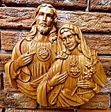 Dekorácie - 3D Drevorezba Milosrdenstvo Ježiša a Panny Márie. - 15310667_