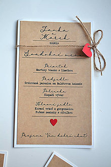 Papiernictvo - Svadobné oznámenie Transparent natural (svadobné menu srdce) - 15310089_