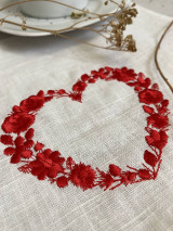 Úžitkový textil - Valentínska Ľanová utierka ,,red  SRDCE" - 15311083_