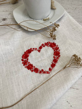 Úžitkový textil - Valentínska Ľanová utierka ,,red  SRDCE" - 15311085_
