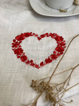Úžitkový textil - Valentínska Ľanová utierka ,,red  SRDCE" - 15311087_