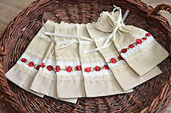 Úžitkový textil - Vrecúško malé s červenými ružičkami - 15314601_