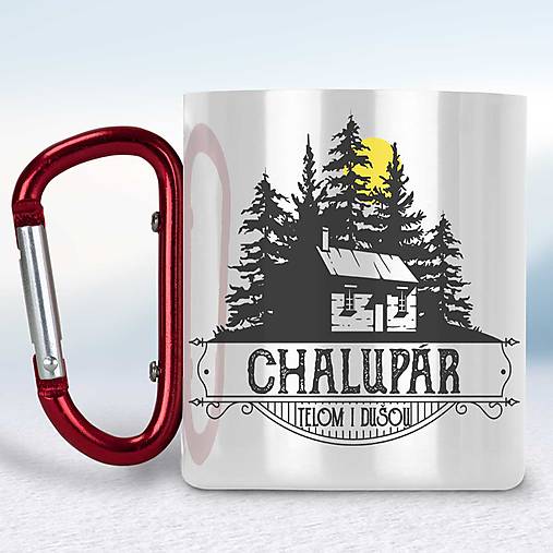 Nádoby - Biely turistický hrnček s karabínkou - 15314929_