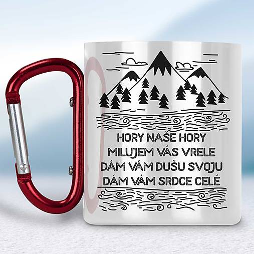 Nádoby - Biely turistický hrnček s karabínkou - 15314961_