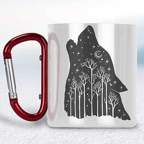 Nádoby - Biely turistický hrnček s karabínkou - 15314970_