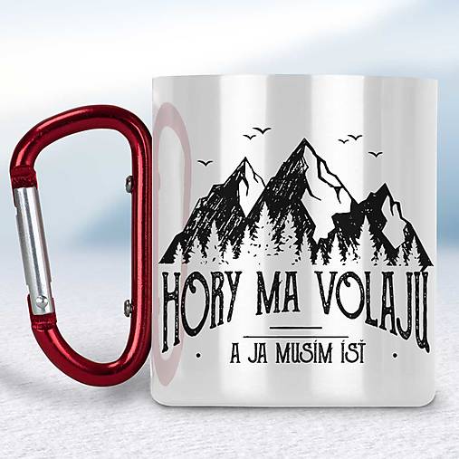 Nádoby - Biely turistický hrnček s karabínkou - 15314976_