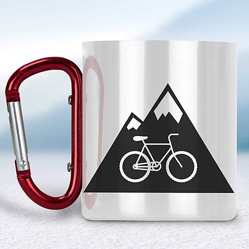 Nádoby - Biely turistický hrnček s karabínkou - 15314998_