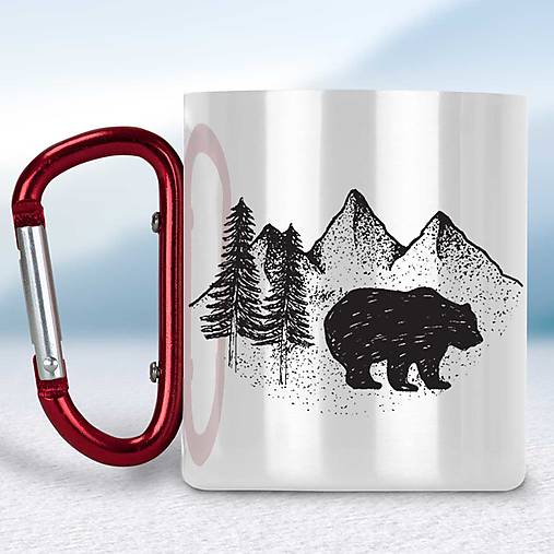 Nádoby - Biely turistický hrnček s karabínkou - 15315000_