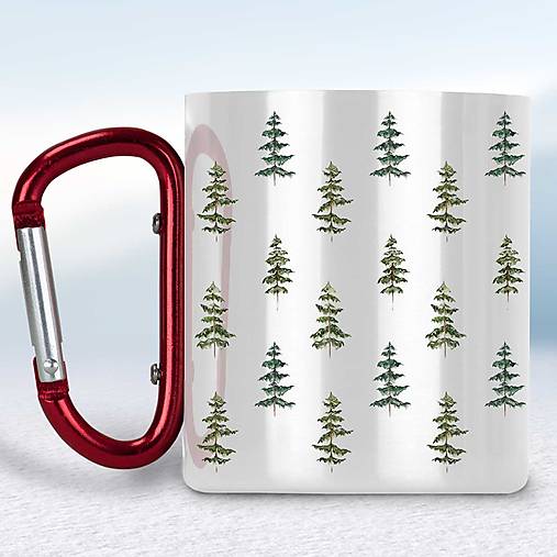 Nádoby - Biely turistický hrnček s karabínkou - 15315005_