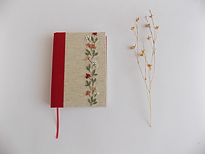 Papiernictvo - Zápisník s výšivkou "Kvety a listy" - 15313835_