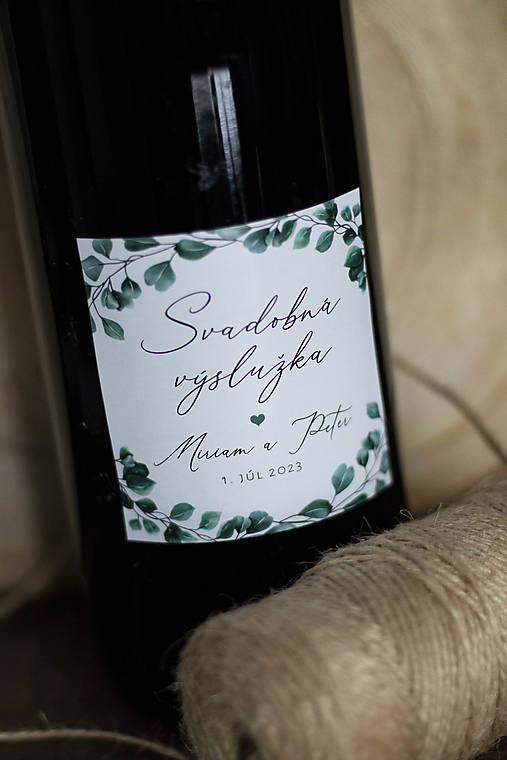 Úložné priestory & Organizácia - Svadobné etikety na fľaše/výslužku - Greenery vetvičky (Etiketa výslužka 8x8cm) - 15314199_