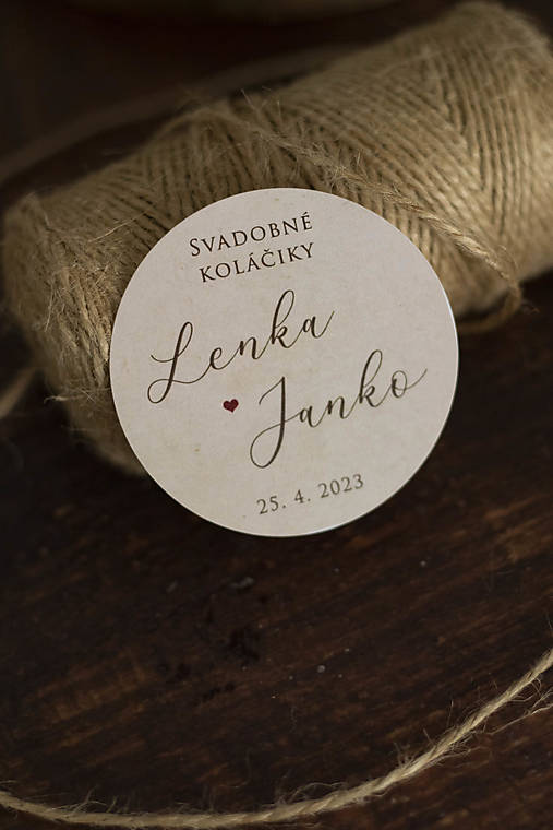 Úložné priestory & Organizácia - Svadobné etikety na fľaše/výslužku - Krémová (Okrúhla samolepka 6cm) - 15314234_