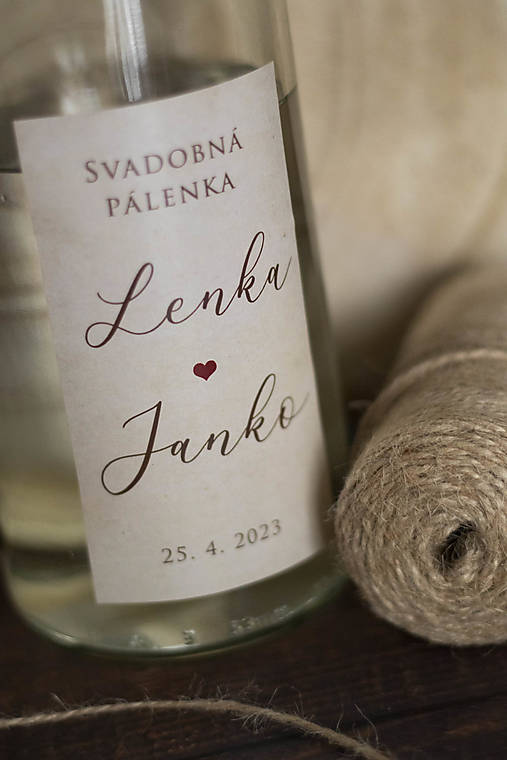 Úložné priestory & Organizácia - Svadobné etikety na fľaše/výslužku - Krémová (Etiketa pálenka 11x6cm) - 15314235_