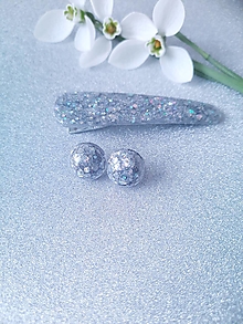 Sady šperkov - Živicová súprava sponka + náušnice (striebro) - 15313998_
