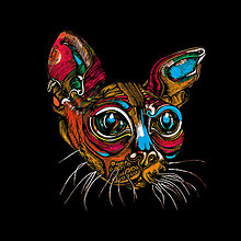 Grafika - Sphynx Cat - kolorovaná grafika - 15314263_