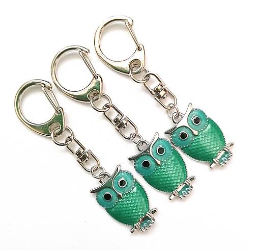 Kľúčenky - Kľúčenka - sova (tyrkys/karabínka) - 15317491_