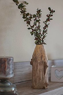 Dekorácie - Drevená váza - Hrab rustikal - 15317503_