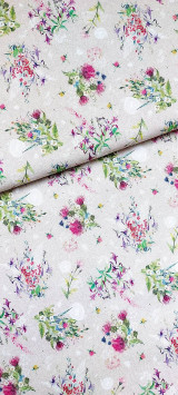 Textil - 100% sanforizovaná bavlna, kvetinová lúka na režnej - 15317735_