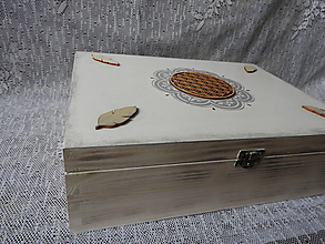 Úložné priestory & Organizácia - Originální krabice s květem života a peříčky - 15317241_
