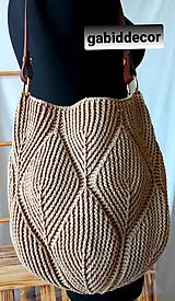 Kabelky - Háčkovaná bavlnená kabelka s 3D vzorom (Bledá béžová) - 15315647_