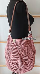 Kabelky - Háčkovaná bavlnená kabelka s 3D vzorom (Tmavá staroružová/slez) - 15315650_