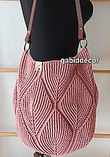 Kabelky - Háčkovaná bavlnená kabelka s 3D vzorom (Tmavá staroružová/slez) - 15315666_
