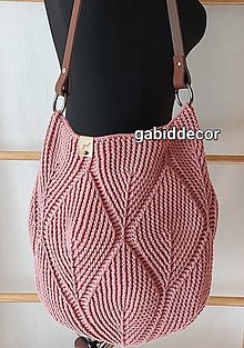 Kabelky - Háčkovaná bavlnená kabelka s 3D vzorom (Tmavá staroružová/slez) - 15315666_