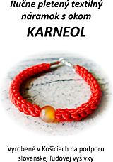 Náramky - Ručne pletený červený náramok s karneolom (10mm) - 15315368_
